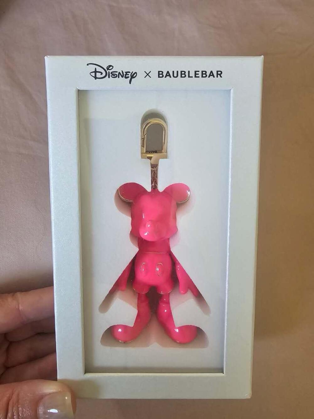 New Disney x BaubleBar Mickey Mouse Hot Pink Bag Charm Keychain